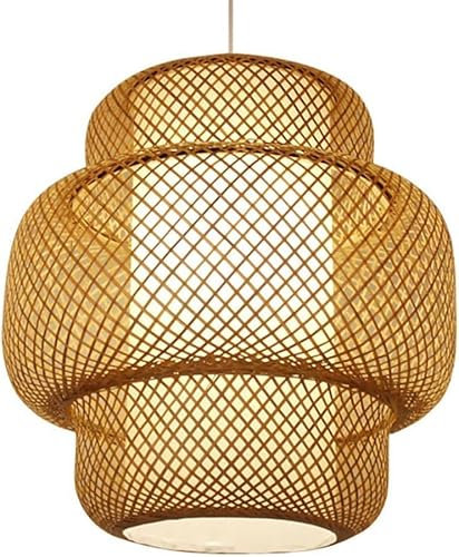 Paralume intrecciato a mano Lampade a sospensione in vimini Cesto in rattan naturale Lampadario a sospensione a soffitto Grande apparecchio di illuminazione in vimini Lampada da soffitto Compatible wi