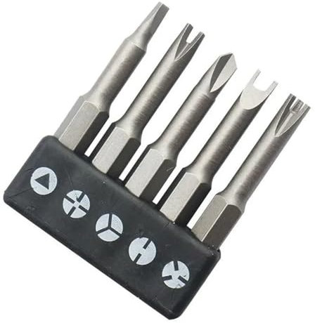 Set Di 5 Cacciaviti Speciali Da 50 Mm, A Forma Di U, A Forma Di Y, Triangolari, A Croce Interna, A Tre Punte, Con Punte For Cacciavite.