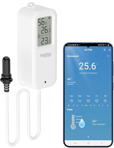 Luminea Home Control Elesion Thermometer: WLAN-Temperatur-/Luftfeuchtigkeitsmesser mit Innen- & Außensensor, App (WLAN Temperaturmesser, WiFi Thermometer Hygrometer, Kühl)