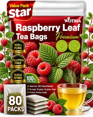 WOTIHA-Natural Raspberry Leafa Tea 120g. 80 Herbal Tea Bags.Natural Pregnancy Tea. Non-GMO • Additive-Free • Caffeine-Free，Vegan