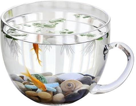 CSYQPDMBDL Kugelaquarium, Goldfischglas, Fischglas mit Griff, transparent, verdickt, Tischplatte, Aquarium, Tischdekoration
