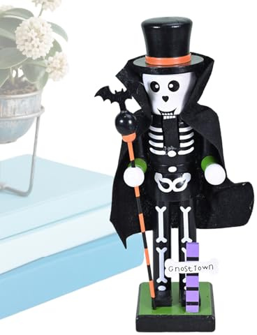 Zestivra Esqueleto grande de Halloween Cascanueces Figura Decorativa Brujas Calabaza Madera Cascanueces Bolsas de Regalo Relleno Espeluznante Figura Decoración para el Hogar Alféizar de la Ventana