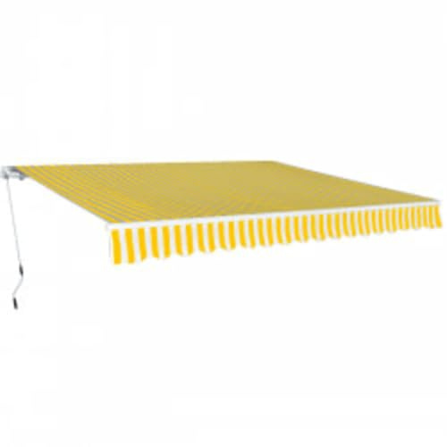 Tenda da Sole a Braccio Articolato 600 cm, Giallo/Bianco, Tessuto Poliestere 270g/m² con Rivestimento PU, Telaio Alluminio Rinforzato, per Giardino e Balcone