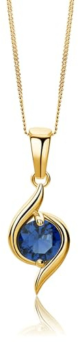 MIORE Schmuck Damen Weißgold/Gelbgold 9 Karat 375, Goldene Kette Damen, Edelstein Kette mit Rubin/Saphir/Smaragd/Topas in Zargenfassung, Panzerkette 45cm, Goldschmuck in hochwertiger Schmuckbox
