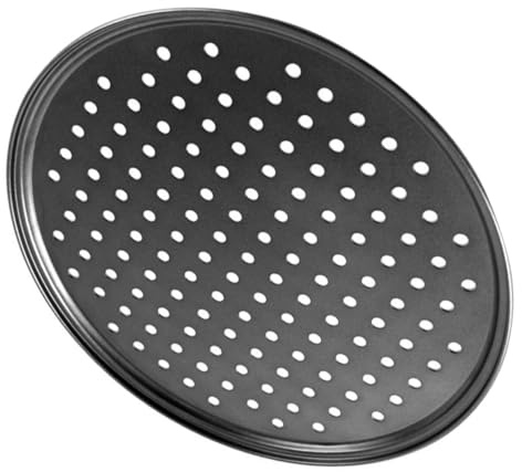 Uonlytech Teglia Per Pizza Perforata 28 Cm in Metallo Antiaderente Resistente Al Calore, Strumento Per La Cottura Domestica Per Forno e Preparazione Di Pizze, Dolci e Pane