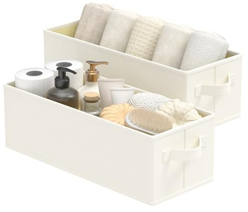 GUOHNHE Enge Aufbewahrungsbox, Stoffboxen, Beige, 38x15,5x13 cm, 2 Stück
