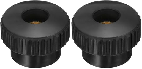 sourcing map 2Pcs Knurled Thumb Nuts, M10 x 40mm Clamping Nuts Through Hole Round Knobs Fasteners Copper Core Lock Nut for 3D Printer Parts, Machine Tools(Black)