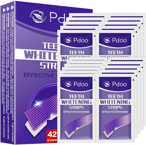 Purple Teeth Whitening Strips 21 Treatments - Enamel-Safe & No-Sensitivity & No-Slip Whitening Strips - Fast Teeth Whitening Result in 7 Days - Whitening Kit for Coffee, Wine Stains Removal