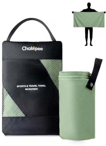 Chakipee Toalla de Microfibra – Ultra Absorbente, Secado Rápido, Ligera y Compacta – Ideal como Toalla de Baño, Viaje, Gimnasio, Deporte, Playa, Piscina, Camping y Sauna,1Pack,120 x 60cm,Verde Militar