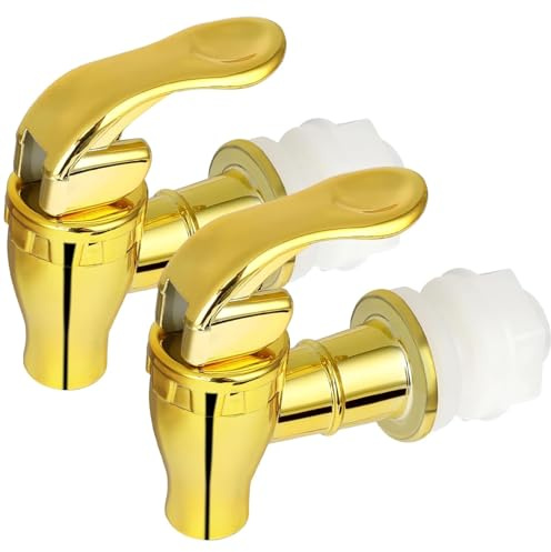 Takingup Grifo para dispensador de Bebidas, 2 Piezas, sin Fugas, Grifo de plástico PP Dorado con válvula, Piezas de Repuesto para dispensador de Agua para Bebidas de Jugo y Cerveza -