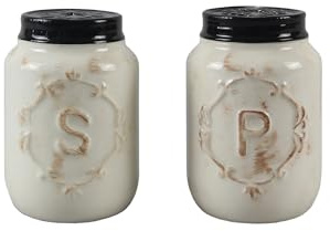 Young's Inc Ceramic Country Salt & Pepper Shaker Set, Country Style Kitchen Decor, Cute Kitchen Table Accessories and Decor, 2 pcs/Set, Mini Shakers, 2.5 Inch