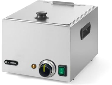HENDI Würstchenwärmer, Elektrisch, Bockwurstwärmer Wurstkocher, Inhalt 10L, Regelbar bis 85°C, Praktischen Tragegriffen, 230V, 1000W, 330x280x(H)250mm, Edelstahl
