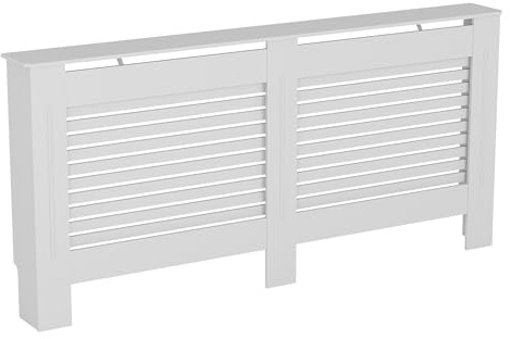 Vida Designs Milton Radiator Cover White - Extra Large - Modern Horizontal Slat Design For Optimal Heat Circulation - H82xW172xD19cm - Painted MDF Cabinet Ideal For Living Room & Hallway