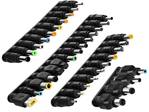aceyoon Universell strömförsörjningsblock, set med 38 stycken för strömadapter, 5,5 x 2,1 mm, DC Barrel Jack Power Plug-omvandlare, kompatibel med bärbar dator, etc