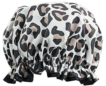 The Vintage Cosmetic Company Shower Cap Elasticated and Waterproof Keeps Hair Dry and Fizz Free Leopard Print Design