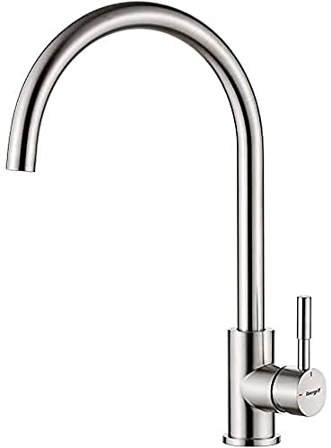 Ibergrif M22110, Edelstahl Küchenarmatur, Einhebel Wasserhahn für Küche mit hoher Auslauf 271 mm, Matt, Grau