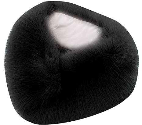 ikasus Winter Kunstpelz Schal - Damen Soft Winter Fuchspelz Kragen Halstuch - Mode Dicker Warm Plüsch Schals Halstücher Lätzchen Rundschal Schwarz