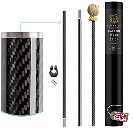 Flourish art materials THE CARBON FIBRE MAHL STICK- 3x lighter than most aluminium mahl sticks. Made in the UK. 7 year UK manufacturers warranty included. (3 piece LONG- 123cm)