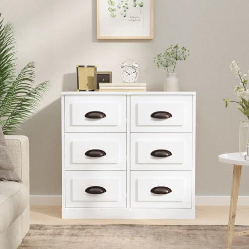 HETFTJN Sideboard, Kommode Wäscheschrank Besenschrank Nachtschrank Geeignet für Wohnzimmer Schlafzimmer Dorm Flur Weiß 70x35,5x67,5 cm Holzwerkstoff