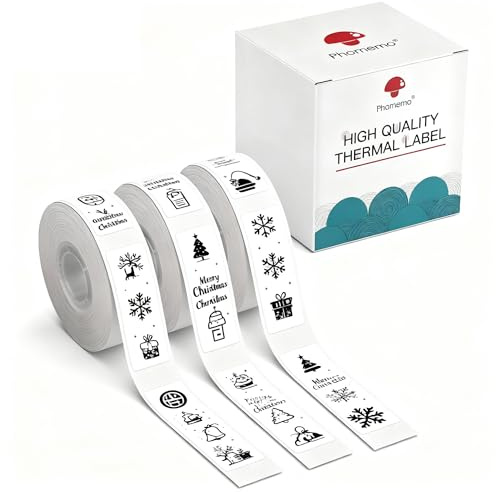 Phomemo D30 Etiquetas Adhesivas para Organización y Clasificación de Documentos, compatibles con Impresoras Térmicas D30, Q30S, Q30, Q31, 14 mm X 40 mm, 3 Rollos, Blanco