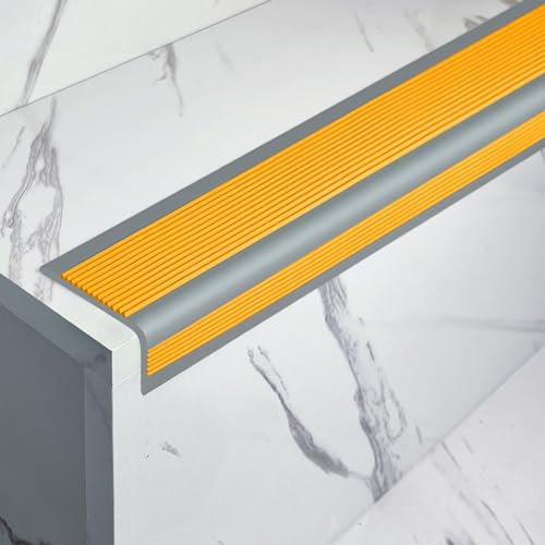 Treppenkantenprofil PVC Treppenkantenprofil Vinyl PVC Treppenkantenprofil Selbstklebend Winkelprofil Anti-Rutsch Treppenkante L-Form Winkelprofil Selbstklebend Elastischer Kantenschutz ( Color : Gold