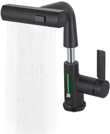 Wasserhahn Küche Mischbatterien Küchenarmatur,Bad/Küche Wasserhahn, Einhebelmischbatterie für Badezimmer, Moderner Einhebelmischer für Badewanne und Waschbecken,Schwarz