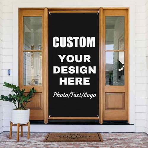 LLLGSH Personalisierte Türabdeckung Banner, Personalisierte Tür Banner Hintergrund, Dekorations Tür Banner mit Foto/Text/Logo, Geburtstags Abschlus Hochzeit Halloween Weihnachts Banner, 185 x 90 cm