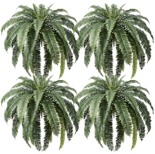 VeriNatural Set de 4 Helechos Artificiales Grandes 122cm-39 Hojas por Plantas Artificiales Decorativas Resistentes a Rayos UV-Plantas Falsas para Interior y Exterior de Hogar,Jardín,Mesa,Salón,VN141