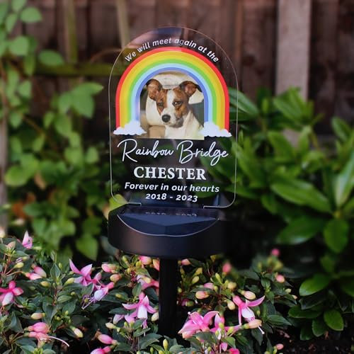 Custom Personalised Rainbow Bridge Pet Memorial Outdoor Solar Light - Perfect for Pet Memorial