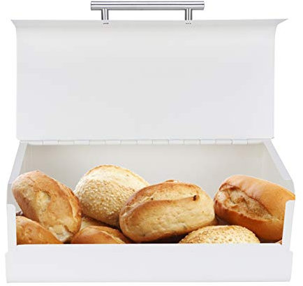Tissting White Cream Bread Box Retro Metal Bread Bin Box Large Capacity Kitchen Storage Container for Loaves, Pastries, Muffins, Dry Food(36.2 x 14.5 x 23cm / 14.3 x 5.7 x 9.1in)