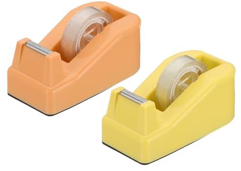 PATIKIL 2pcs Dérouleur De Ruban Adhésif De Bureau, Petit Dérouleur De Ruban Adhésif Mignon Support De Bureau Pour Ruban Adhésif De Bureau, Jaune Orange
