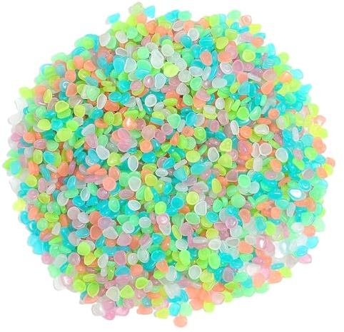 500Pcs Bunt Leuchtsteine, BetterJonny 1cm Muggelsteine Kieselsteine Dekosteine Leuchtend Stein Fluoreszierende