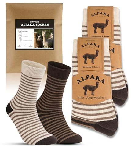 FORVEVO 4 Paar Alpaka Socken Herren 43 46,Warme Wollsocken Damen,Thermo Wintersocken mit Alpakawolle für Alltäglich,Wandern,Trekking(Mehrfarbig 01)