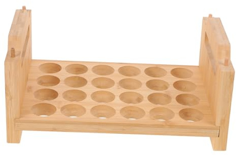 BAZEITFLOW Hueveras de Bambú Apilables con Asa para Refrigerador y Cocina Soporte de Madera para Huevos Frescos Fácil de Limpiar Estructura Protectora