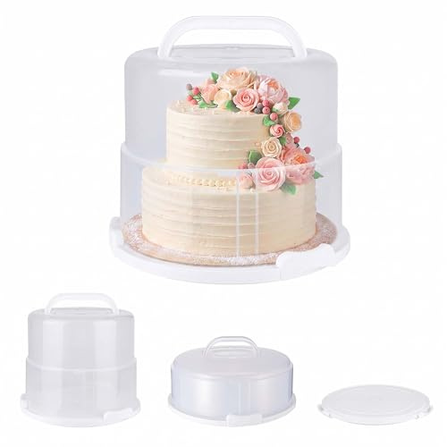 Campana para Tartas Relaxdays, Altura Regulable, hasta 10 kg, 14,5–22,5 x 34,5 cm, Caja Extra Alta, Blanca