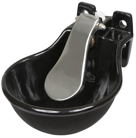 Kerbl Tränkebecken Mod. 221500, mit Nirosta-Stahlzunge, Viehtränke, einzeln verpackt, Wand- und Rohrmontage, schwarz, 20,5x25,5x17cm, 1,45l, 3,7kg, 5l/min bei 3 bar, Grauguss, Rinder, Pferde