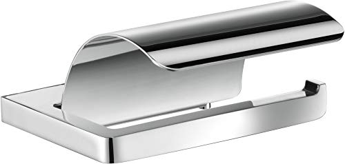 Keuco Toilettenpapierhalter Moll (mit Deckel, für Rollenbreite 100 mm, Farbe chrom, gerundete Kanten) 12760010000, Edelstahloptik, Silber