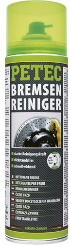 PETEC Bremsenreiniger Spray Auto 500 ml Entfetter Bremsen Reiniger für Bremse und Zubehör, Scheibenbremse, Kupplungsteile. KFZ Bremsreiniger 70060