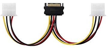adaptare 34106 Netzteil-Adapter-Kabel 15-polig SATA-Anschluss auf 2-mal 4-polig IDE-Anschluss schwarz