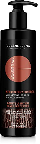 ESSENTIEL 2en1 Shampooing Soin Keratin Frizz pour Cheveux Epais/Bouclés/Rebelles, Cèdre, 400 ml