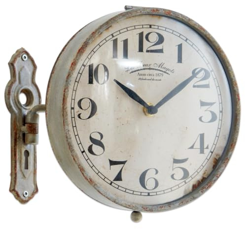 Loberon Uhr Adama, antikgrau | Shabby-Chic, französischer Stil, nostalgischer Charme, schwenkbar, Dekoration, Wohn-Accessoire, Eisen, Kunststoff