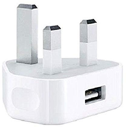 TECHNOPLAY LTD 3 Pin USB 1A Charger UK Wall Plug compatible with MP3/4 players, iphone X/8 7 7 Plus 6 6S + Plus 5S iPad/Ipod Samsung Galaxy/HTC/PDAs, Navman, Garmin, Blackberry (White)