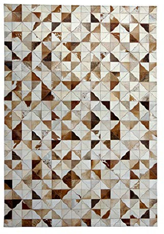 MYBA Teppich Hochwertige Vorleger Kuhfell Patchwork Teppich aus Leder Geometrische Teppiche Wohnzimmer Flur Teppich Nachtdecke Teppich Wohnzimmer (Color : Brown, Größe : 140 * 200cm)