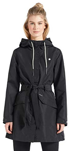 khujo Damen Mantel Lauren Sommerparka Trenchcoat einfarbig Kapuze Stoffgürtel