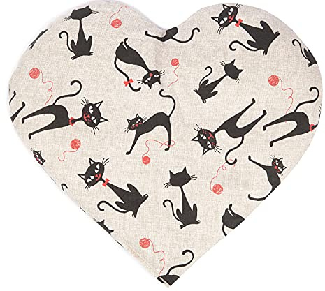 GIRAFFENLAND Kirschkernkissen Herz ca. 30x25cm - Katze-Mimi - Wärmekissen - Körnerkissen - Ein charmantes Geschenk