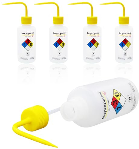 Utile Isopropanol Self-Venting Safety Wash Bottles, 4pcs of Vol.500ml, Narrow Mouth Squeeze Bottle, LDPE Material with PP Material Closure, 5511.0471.4