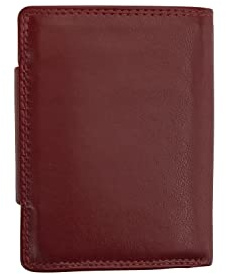 Josephine Osthoff Monedero para mujer, caja vienesa, espacio para 11 tarjetas, minicartera con compartimento para monedas, cartera para hombre, de piel auténtica con protección RFID (934), burdeos, 9