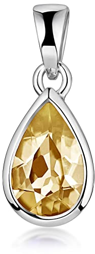 Materia Citrin Anhänger Silber 925 Edelstein Tropfen rhodiniert KA-274-Orange