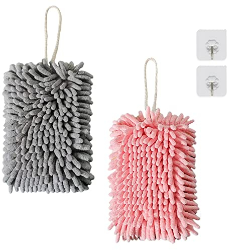 Cosysparks Hand Handtuch Kinder Set, Weiche und Plüschige Microfaser Handtuch Set Schnell Trocknende, Super Saugfähige Handtücher mit Aufhängeöse für Küche und Bad (2 Stück)