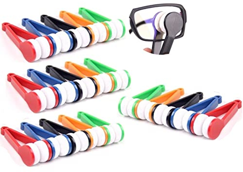20er Set Brillenreiniger in Zangenform | Brillenputzer Set [auch als Schlüsselänhänger tragbar] - Lesebrille, Sonnenbrille Reinigung | Reinigungsblöcke aus Microfaser | Brillenputztuch | Handyreiniger